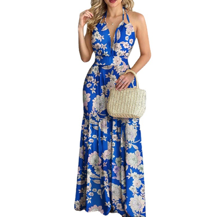 Floral Maxi Dress Long Backles - Maxi Dress Halter บทวิจารณ์และราคา