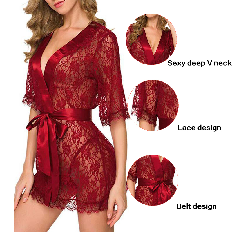 New Hot Sexy Women Floral Lace - Kimono Sheer Floral บทวิจารณ์และราคา