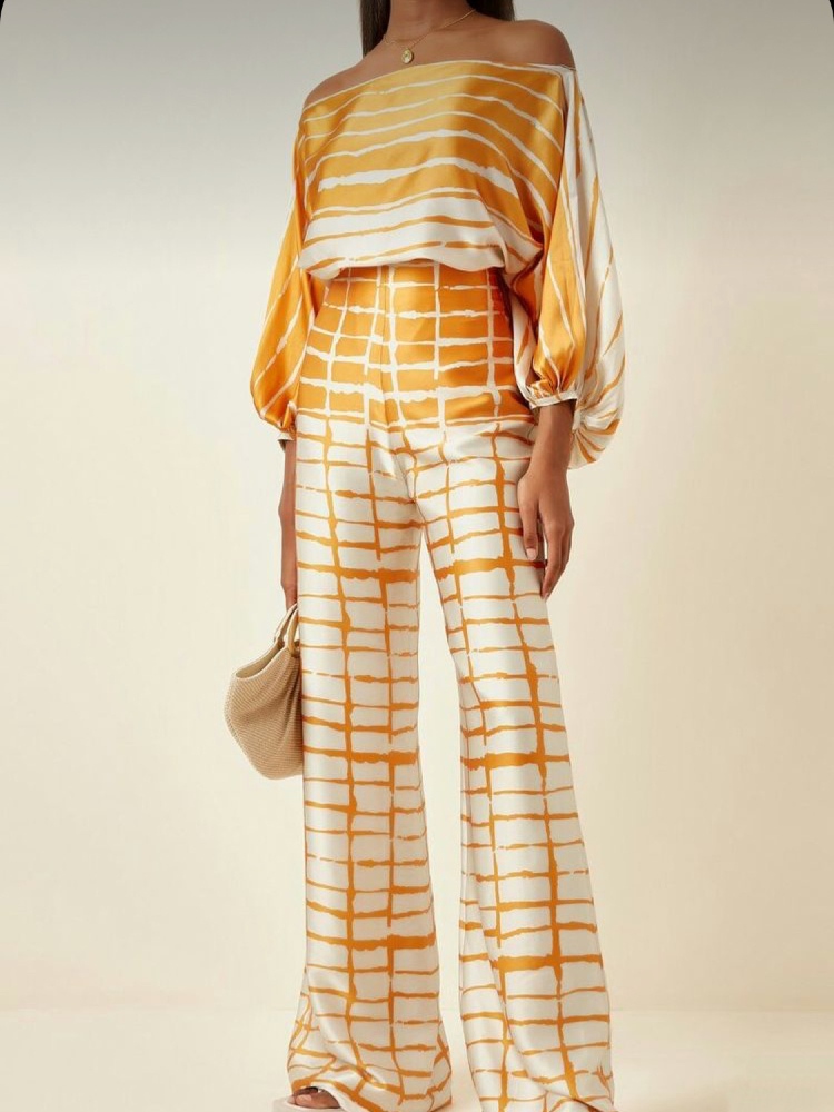 Women's Printed Satin 2-piece  - Blouse Off Shoulder บทวิจารณ์และราคา