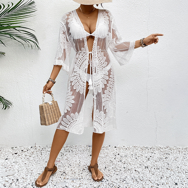Lace Embroidered Lightweight K - Kimono Sheer Floral บทวิจารณ์และราคา
