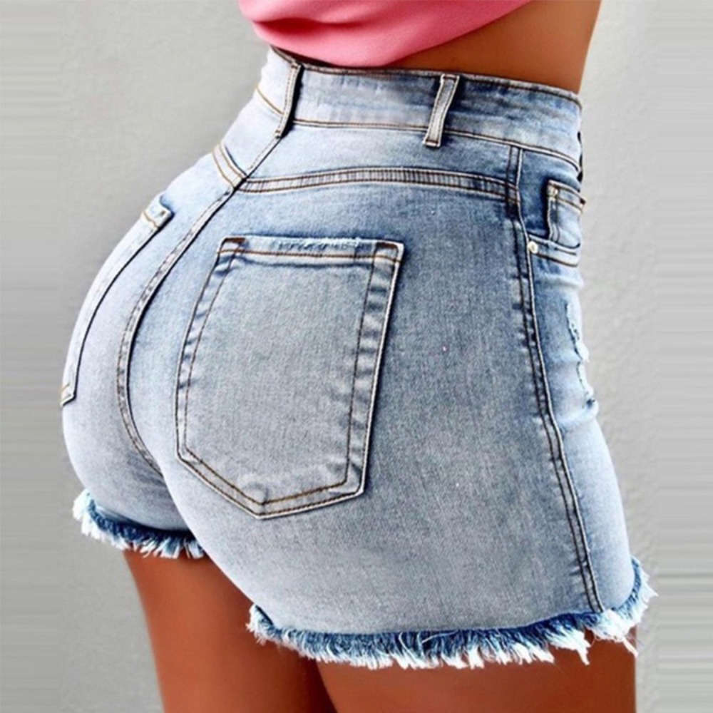 Women's High Waisted Denim Sho - Shorts Denim Frayed บทวิจารณ์และราคา