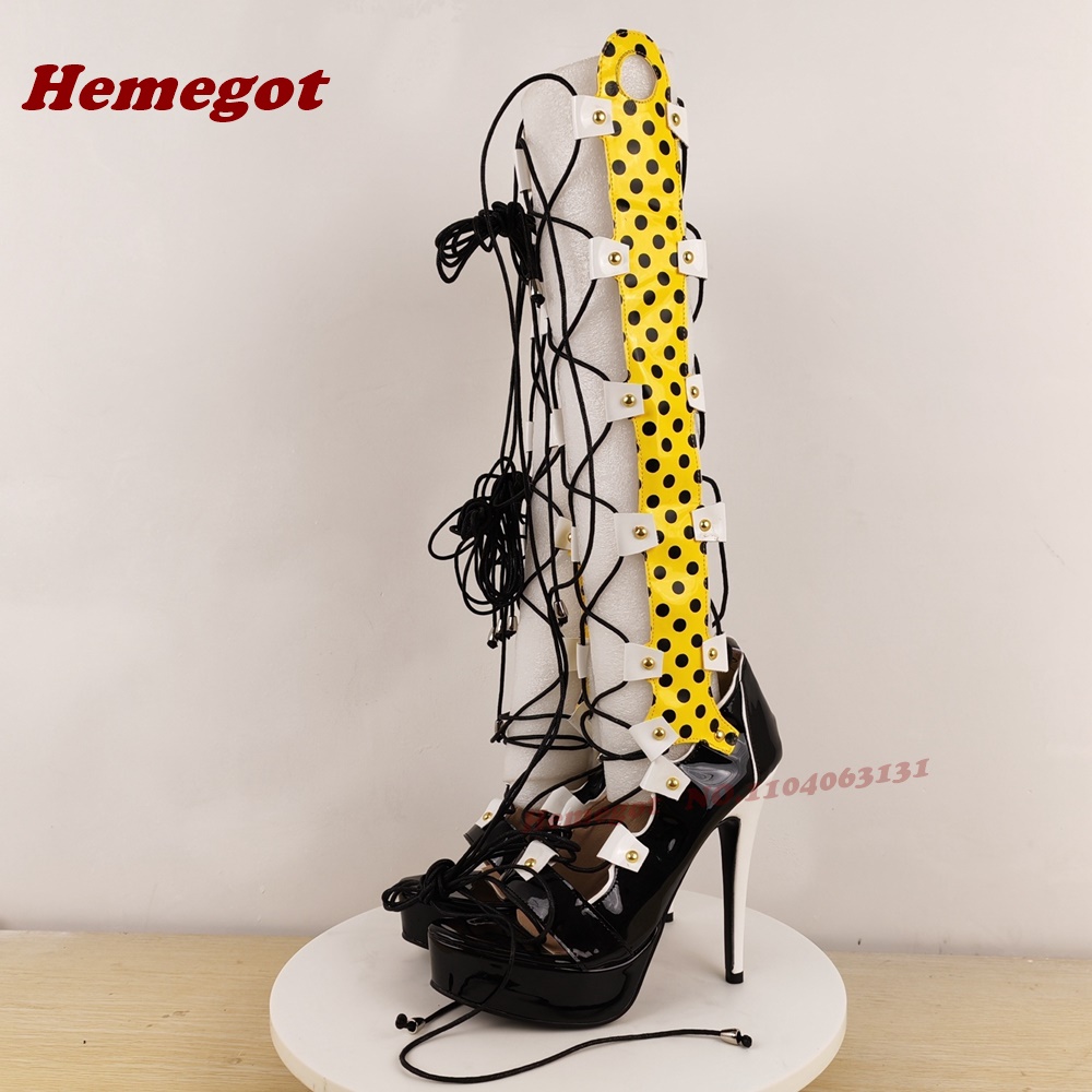 Colorful Platform Lace-Up Sand - Sandal Strappy Heeled บทวิจารณ์และราคา