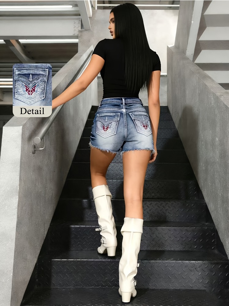 OIQERE 2026 New Vintage Washed - Shorts Denim Frayed บทวิจารณ์และราคา