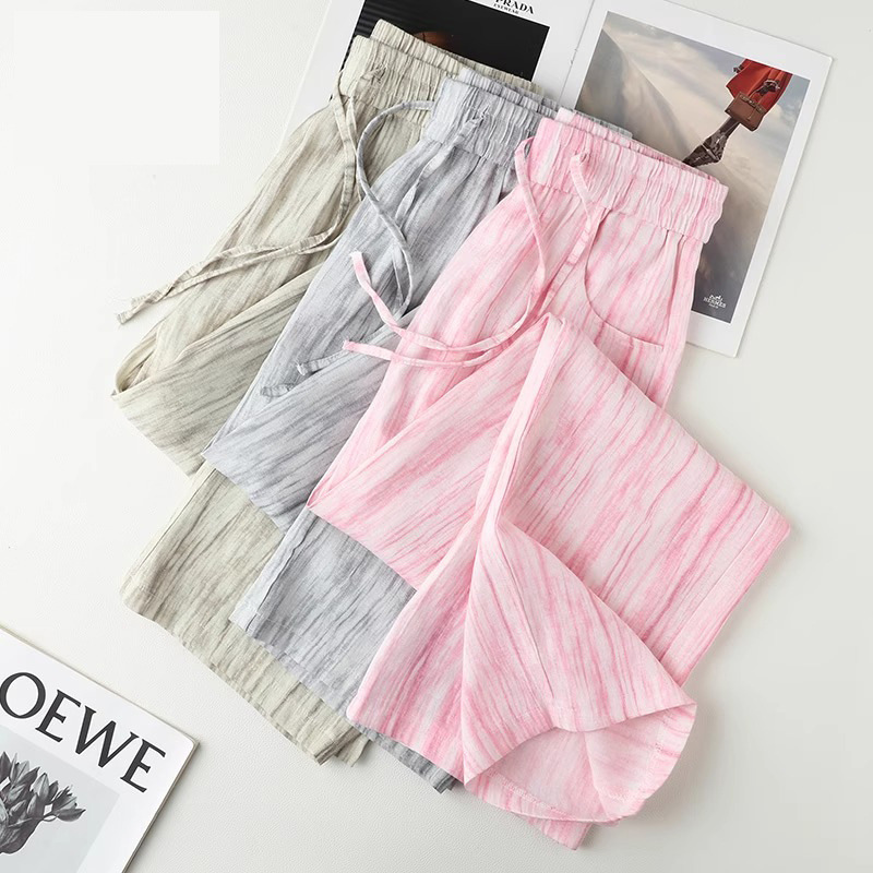 Tie-Dye Ice Silk Cotton Linen  - Linen Pant Wide บทวิจารณ์และราคา