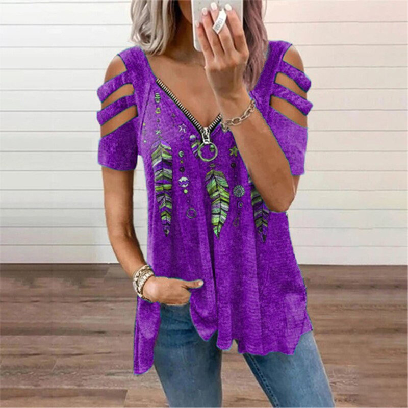 New Summer Cold Shoulder Leopa - Blouse Off Shoulder บทวิจารณ์และราคา