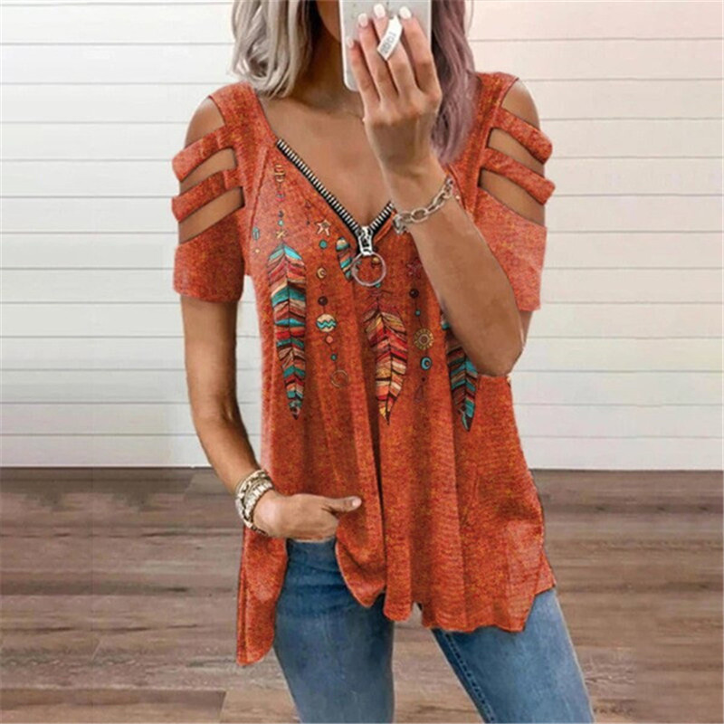New Summer Cold Shoulder Leopa - Blouse Off Shoulder บทวิจารณ์และราคา