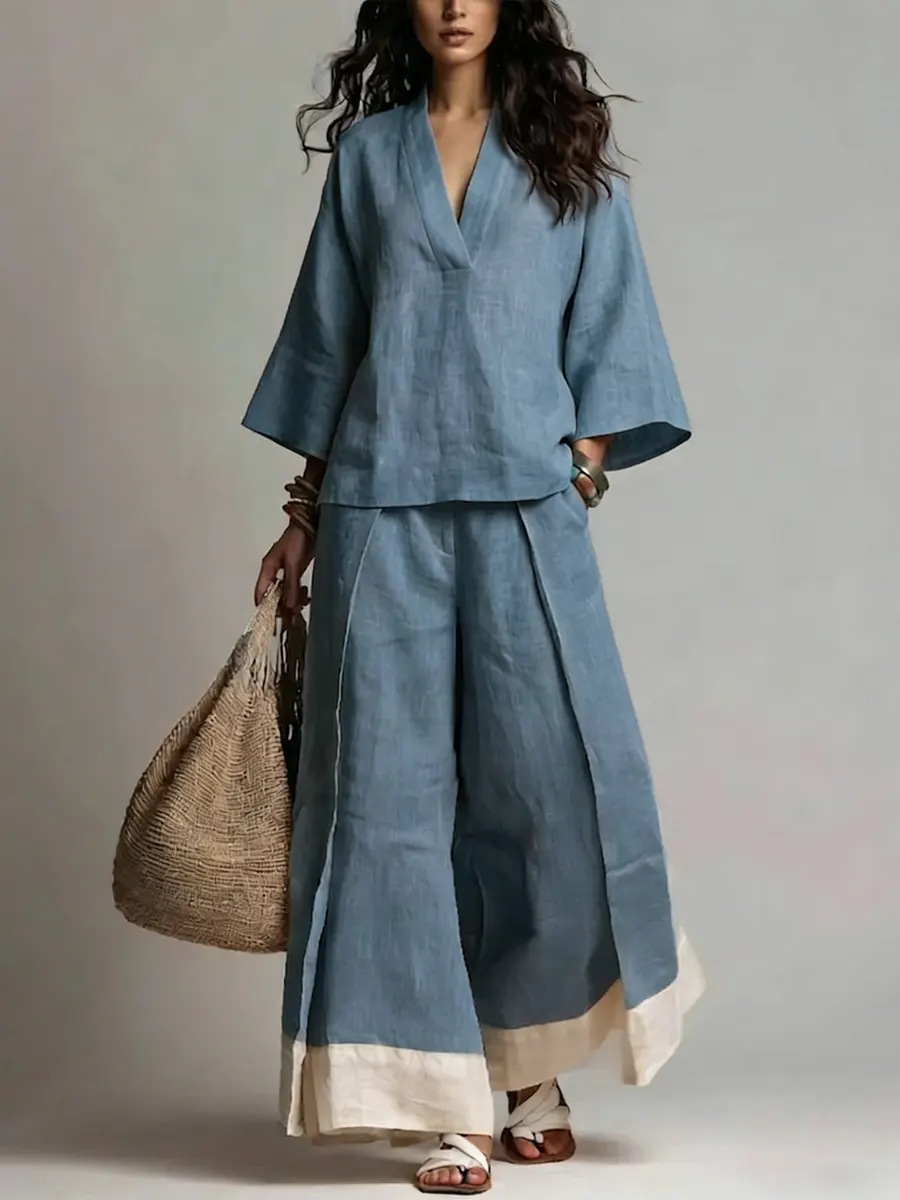 Summer Women V-neck Cotton Lin - Linen Pant Wide บทวิจารณ์และราคา
