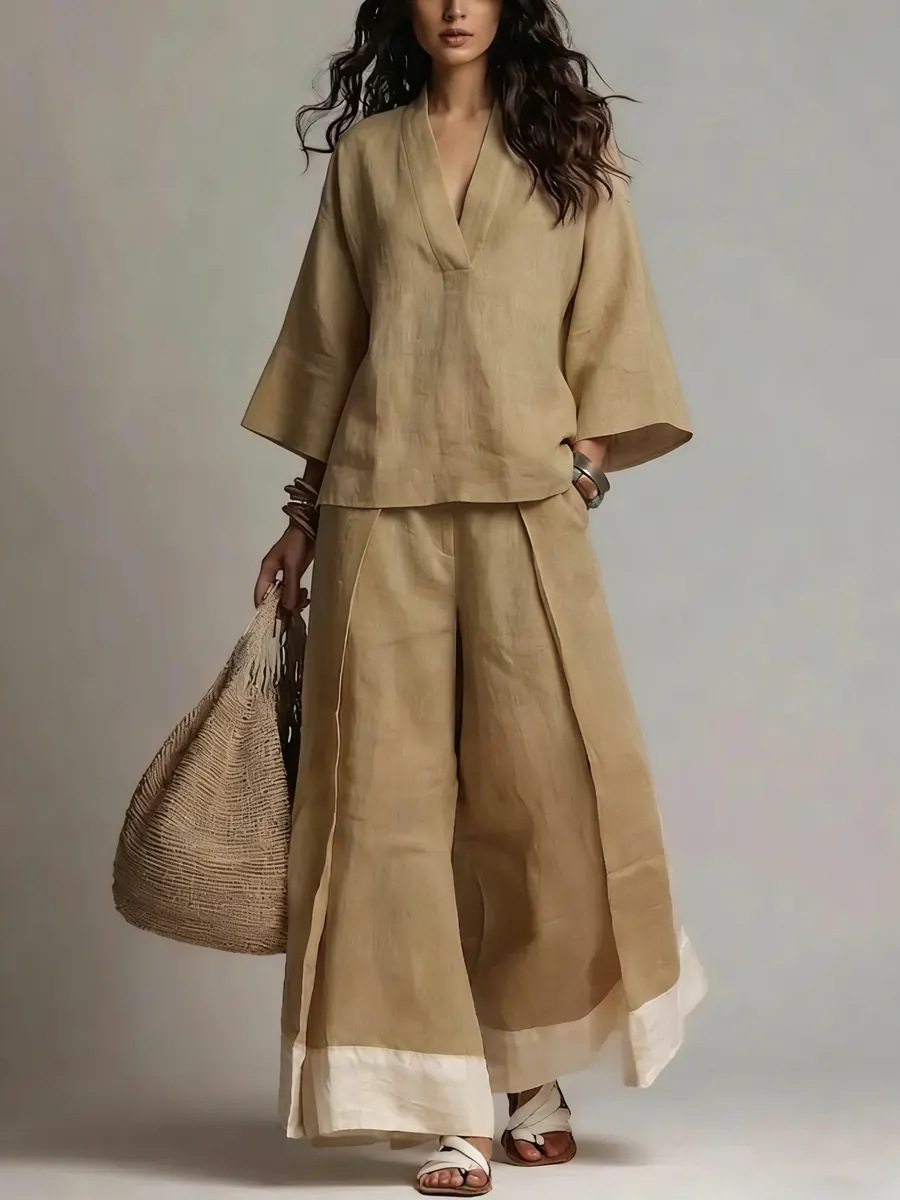 Summer Women V-neck Cotton Lin - Linen Pant Wide บทวิจารณ์และราคา