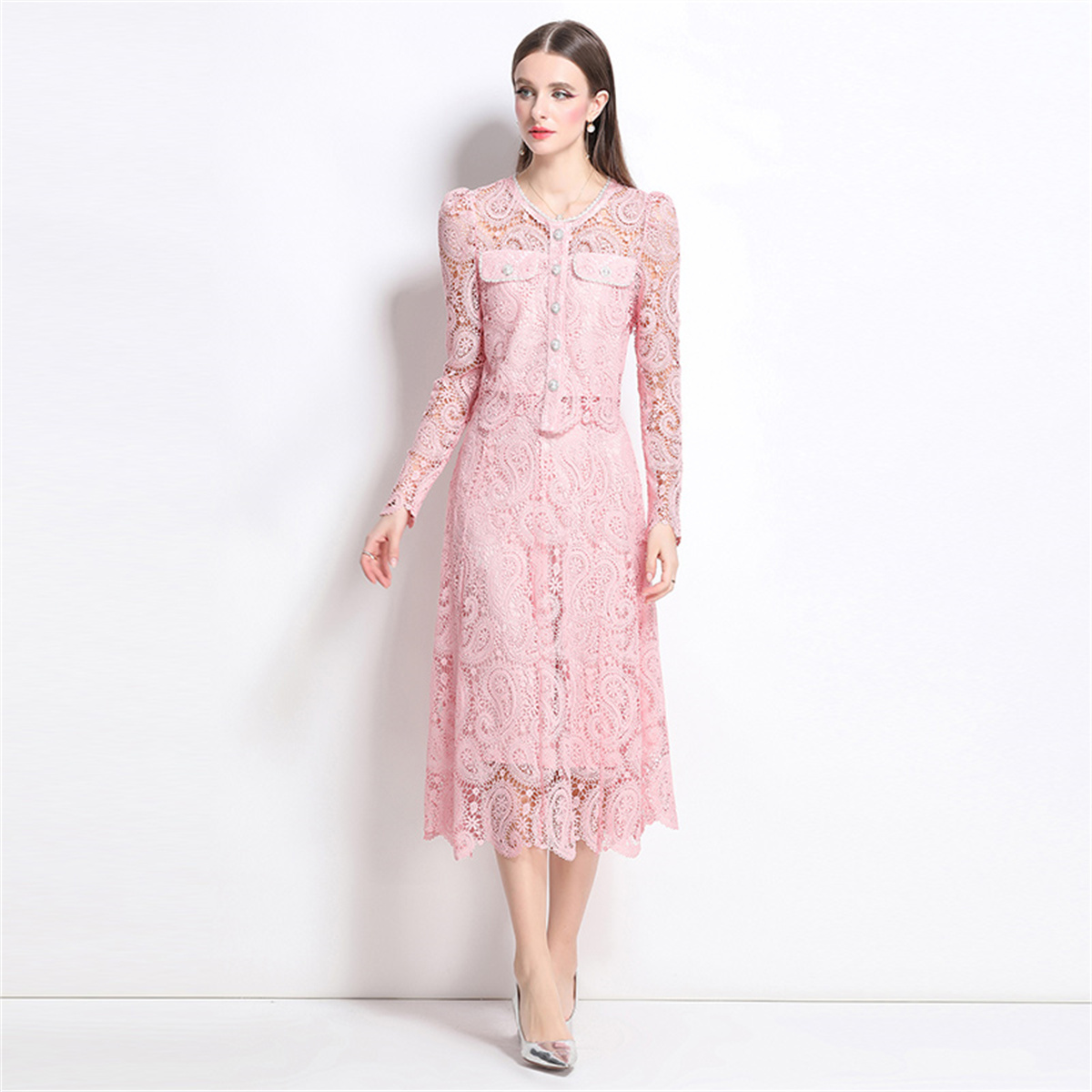 Spring Sweet Lace Flower Embro - Midi Skirt Floral บทวิจารณ์และราคา