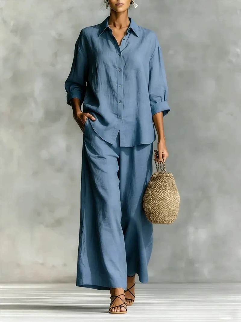 Women's New 7-Sleeve Shirt & W - Linen Pant Wide บทวิจารณ์และราคา