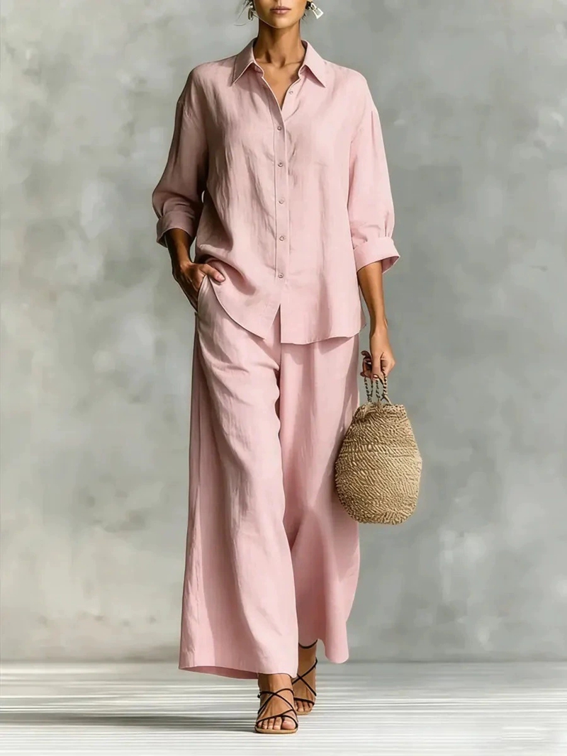 Women's New 7-Sleeve Shirt & W - Linen Pant Wide บทวิจารณ์และราคา
