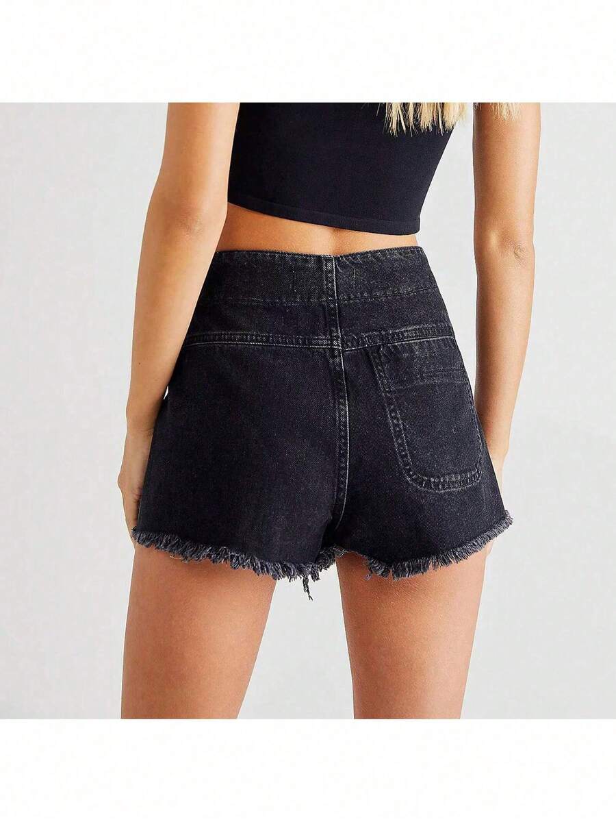 Women Denim Wrap Skort High Wa - Shorts Denim Frayed บทวิจารณ์และราคา