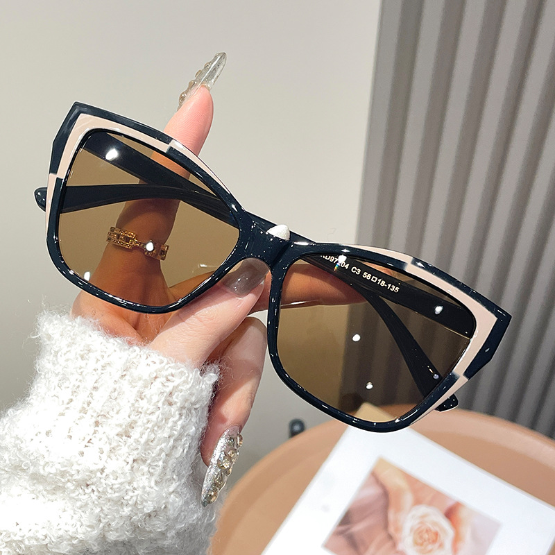 Women Color Block Cat Eye Eyeg - Sunglasses Cat Eye บทวิจารณ์และราคา