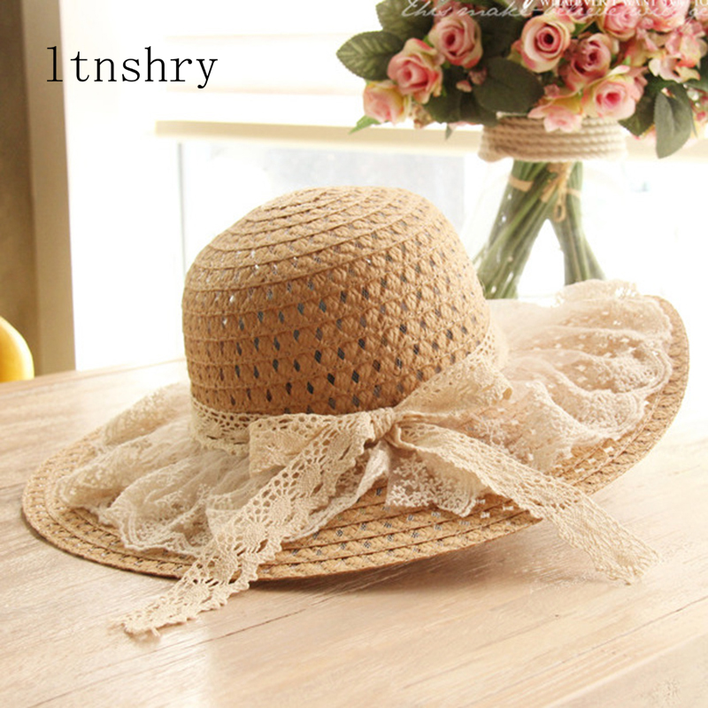 Women Lace Sun Hats For  Wide  - Hat Floppy Wide บทวิจารณ์และราคา