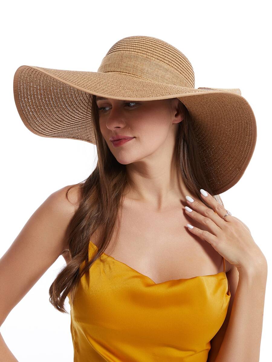 Womens Wide Brim Floppy Straw  - Hat Floppy Wide บทวิจารณ์และราคา