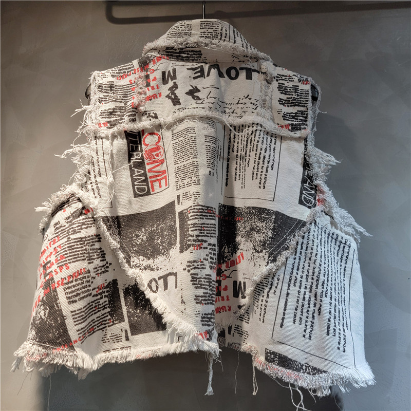 Chic Women Newspapers Letters  - Shorts Denim Frayed บทวิจารณ์และราคา