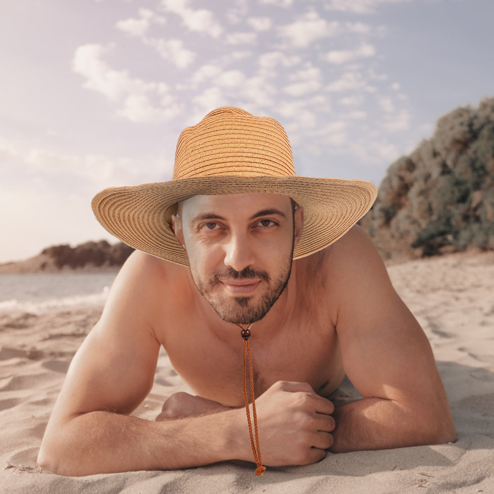Men Wide Brim Straw Sun Hat Kh - Hat Floppy Wide บทวิจารณ์และราคา