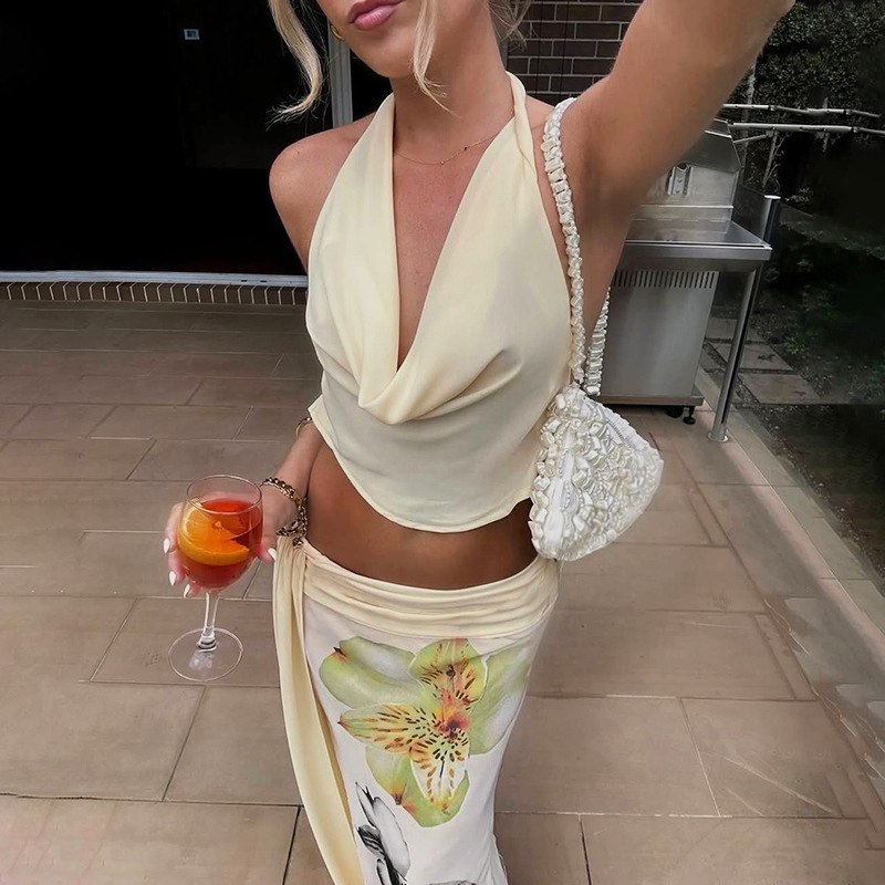 TARUXY Sexy Long Skirt Two Pie - Maxi Dress Halter บทวิจารณ์และราคา