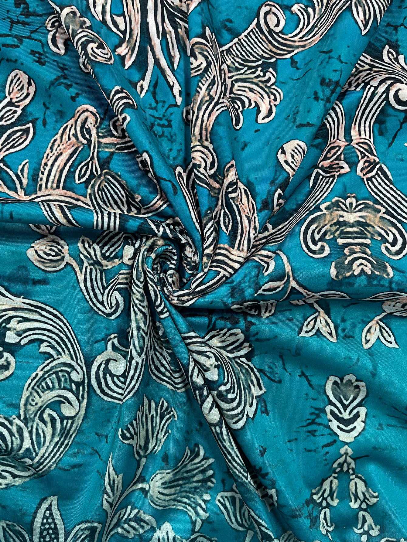 Plus Size Teal Baroque Floral  - Romper Floral Print บทวิจารณ์และราคา