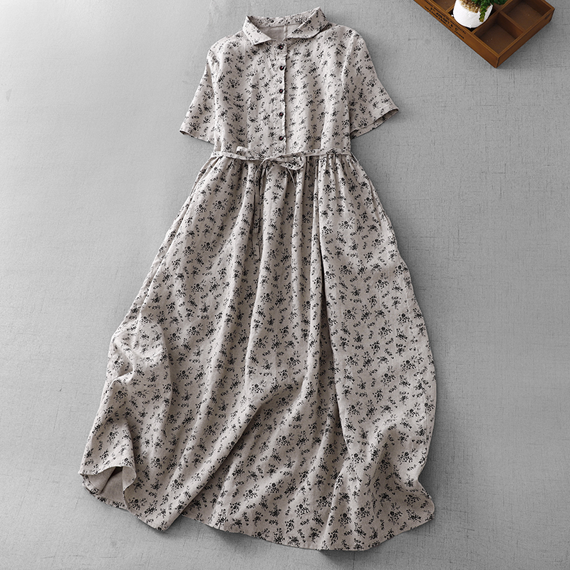 Summer Floral Cotton Linen Dr  - Midi Skirt Floral บทวิจารณ์และราคา