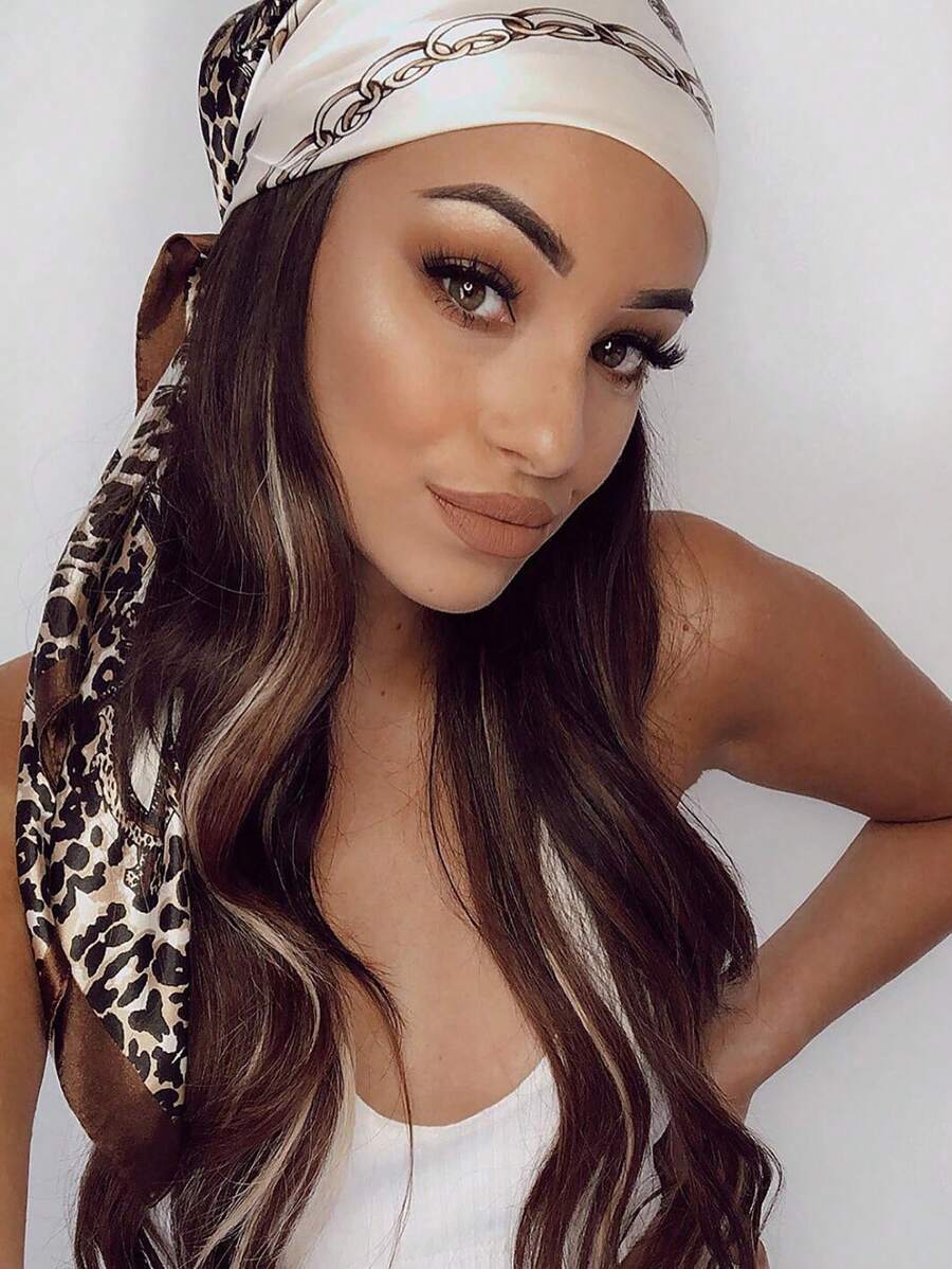 1pc Leopard Print Chain & Flor - Headband Summer Knit บทวิจารณ์และราคา
