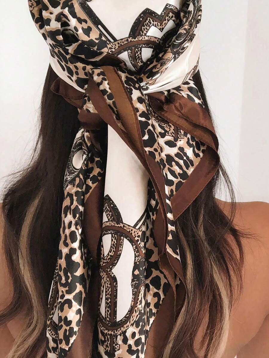 1pc Leopard Print Chain & Flor - Headband Summer Knit บทวิจารณ์และราคา