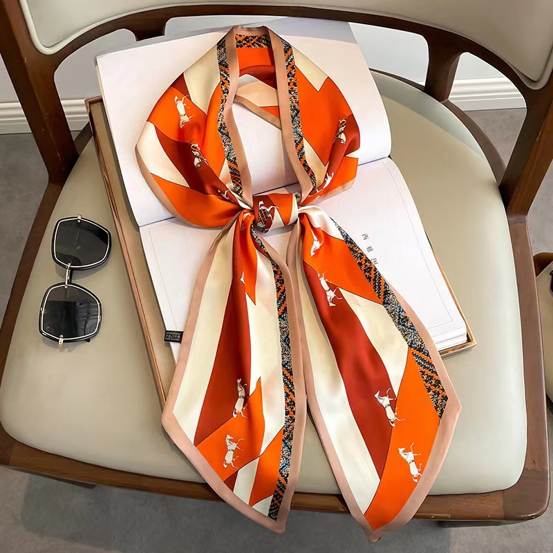 Luxury Design Long Silk Scarf  - Headband Summer Knit บทวิจารณ์และราคา