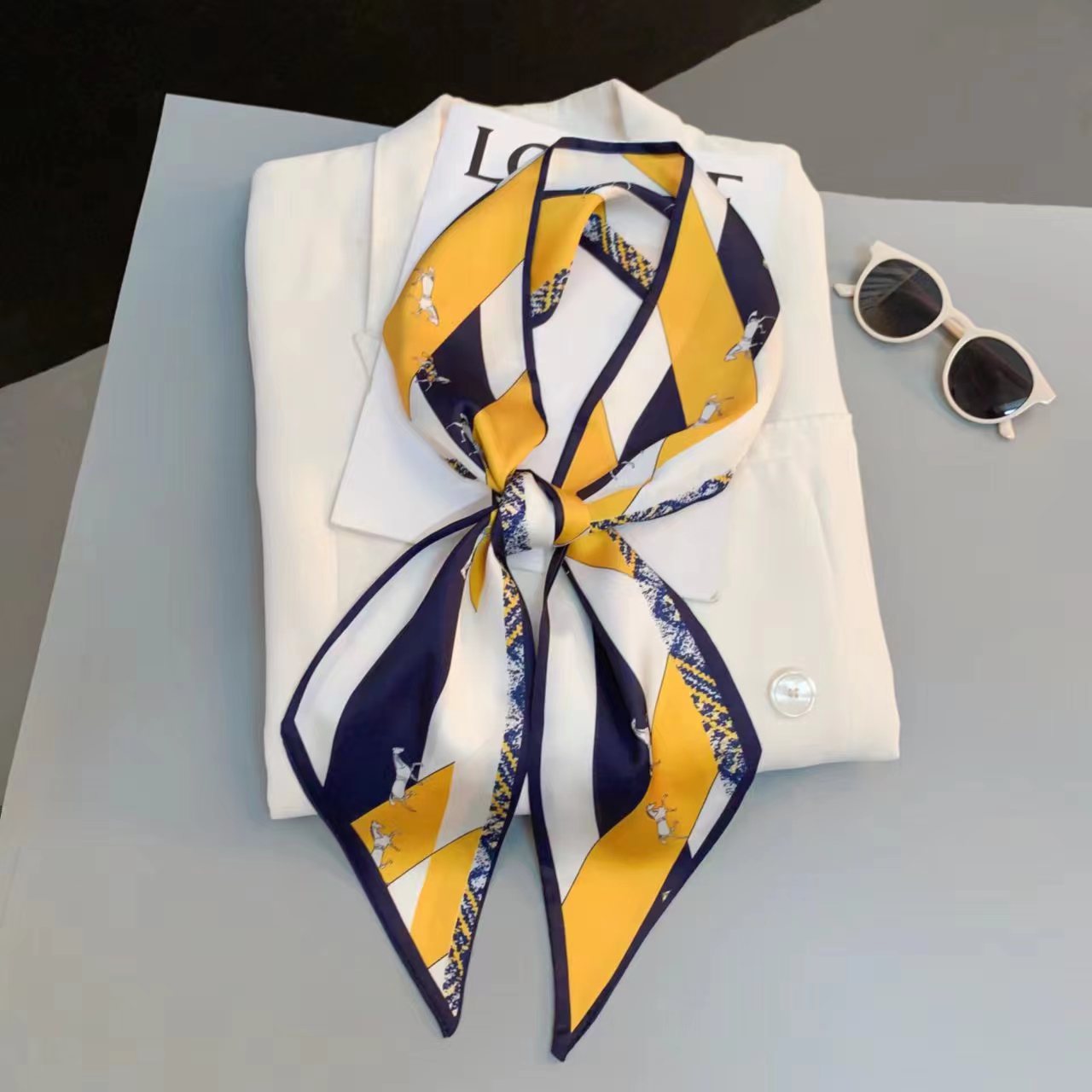 Luxury Design Long Silk Scarf  - Headband Summer Knit บทวิจารณ์และราคา