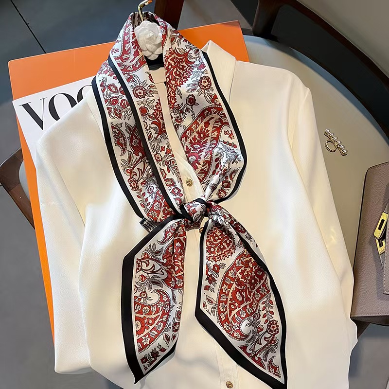 Luxury Design Long Silk Scarf  - Headband Summer Knit บทวิจารณ์และราคา
