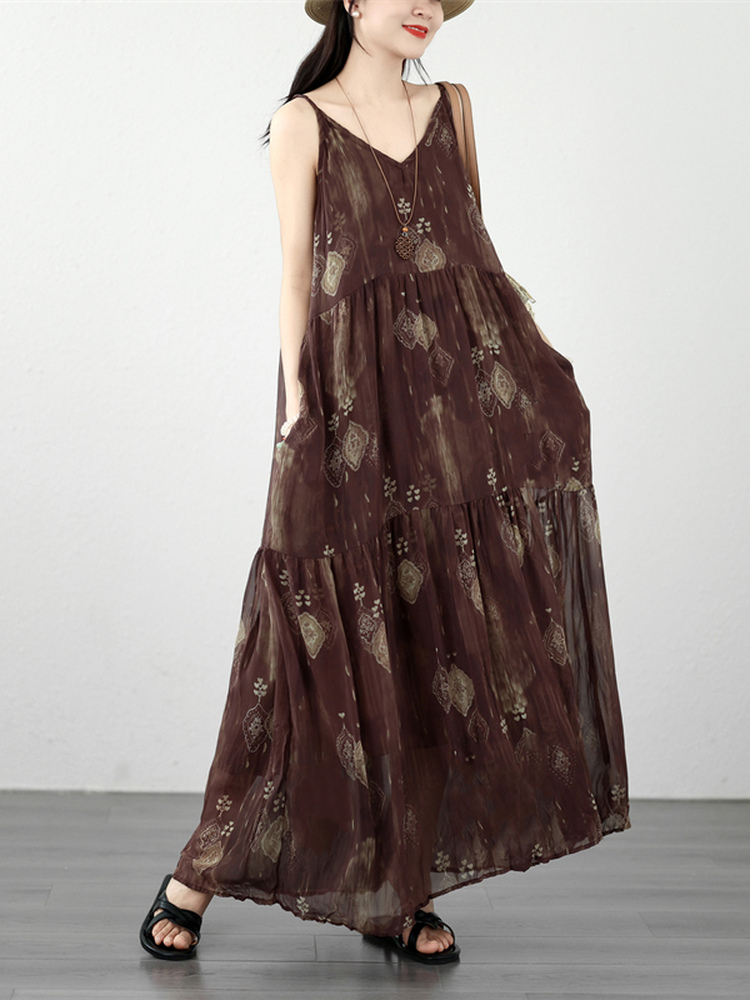 Bohemian Print Linen Wrap Dres - Linen Dress Wrap บทวิจารณ์และราคา