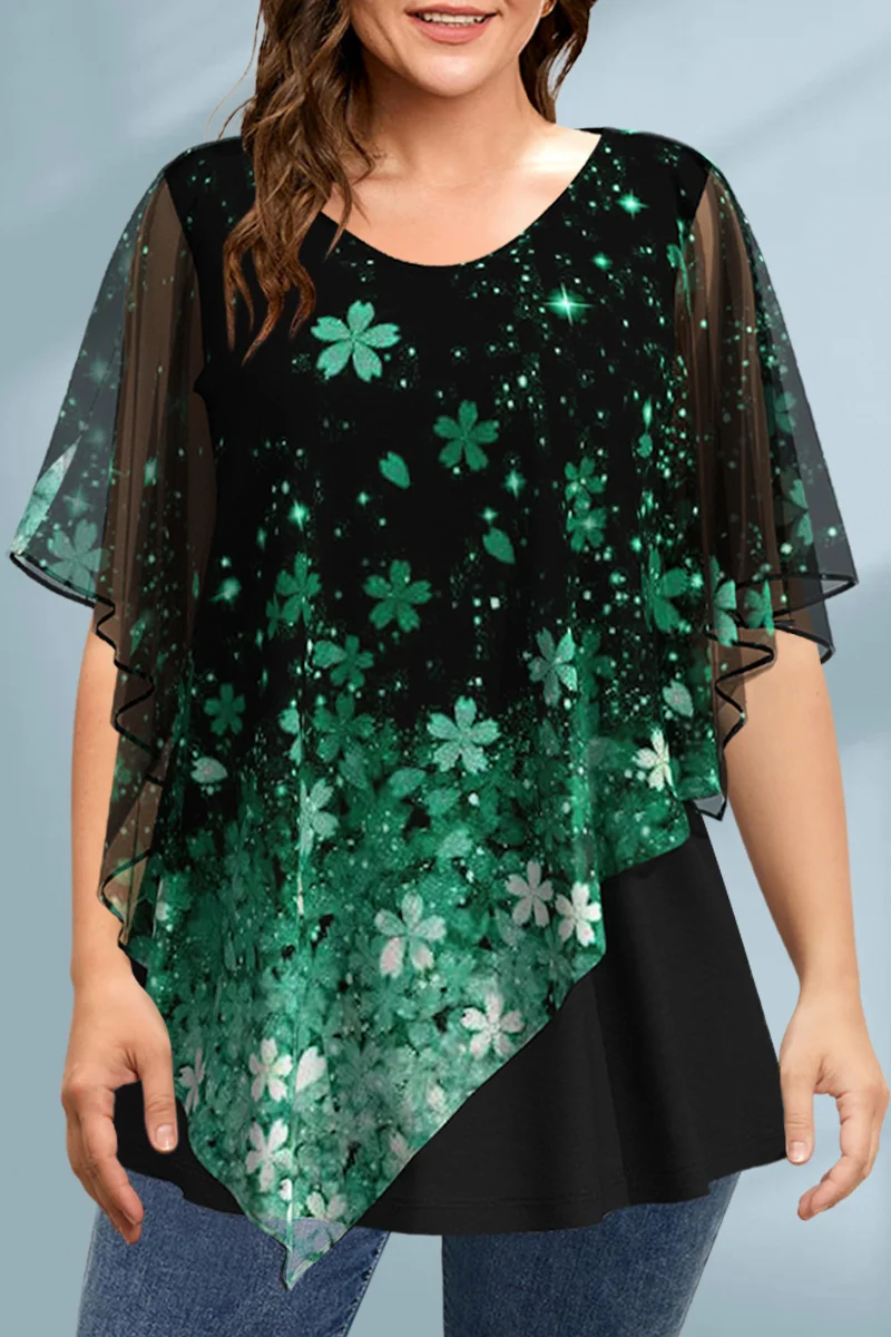 Women's Plus Size Blouse Chiff - Romper Floral Print บทวิจารณ์และราคา