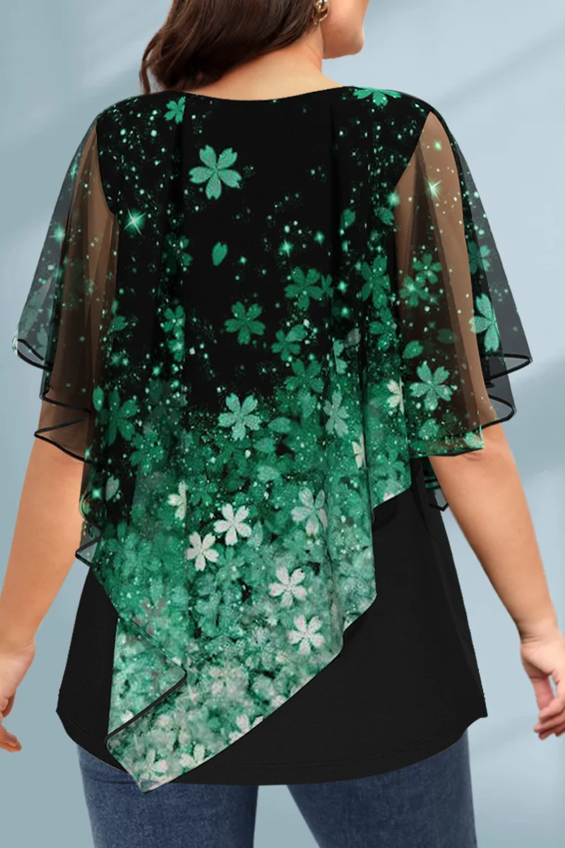 Women's Plus Size Blouse Chiff - Romper Floral Print บทวิจารณ์และราคา