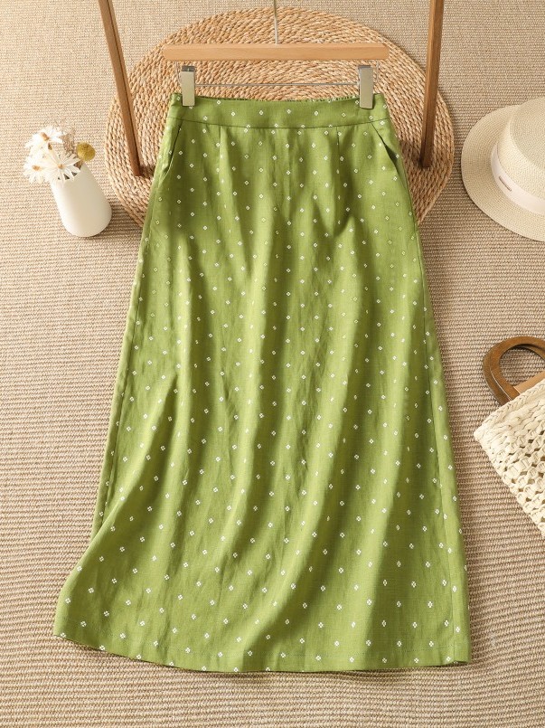 High Waist Floral Half Skirt T - Midi Skirt Floral บทวิจารณ์และราคา