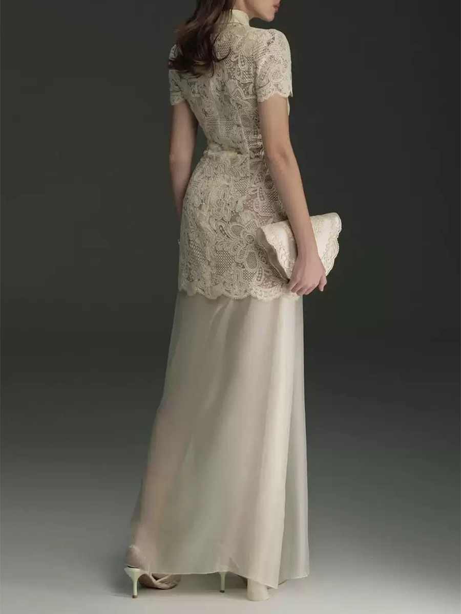 TWOTWINSTYLE Patchwork Lace Dr - Linen Dress Wrap บทวิจารณ์และราคา
