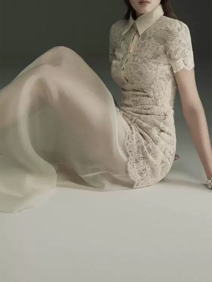 TWOTWINSTYLE Patchwork Lace Dr - Linen Dress Wrap บทวิจารณ์และราคา