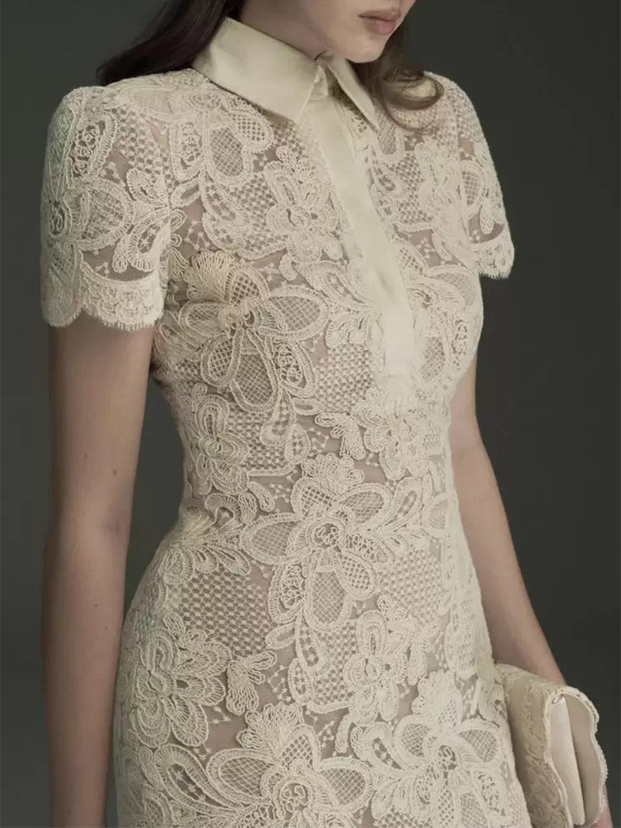 TWOTWINSTYLE Patchwork Lace Dr - Linen Dress Wrap บทวิจารณ์และราคา