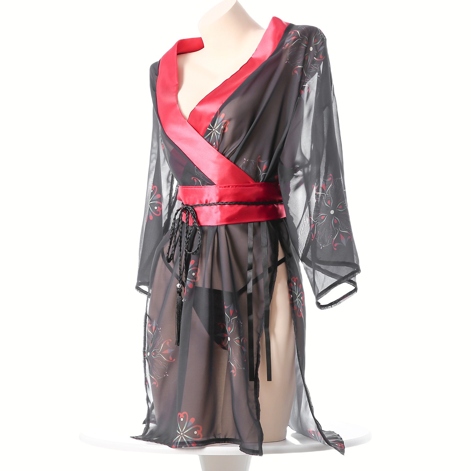Women's Black Sheer Mesh Japan - Kimono Sheer Floral บทวิจารณ์และราคา