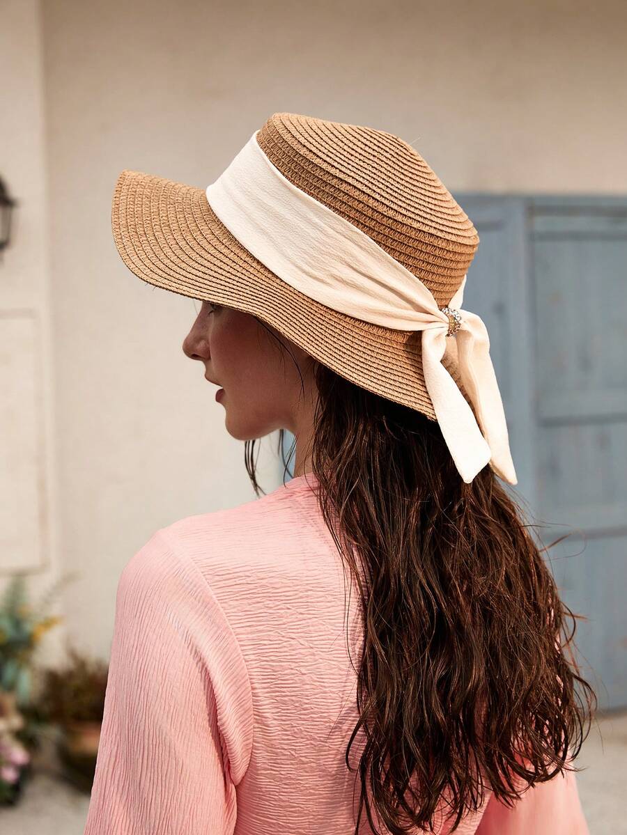 Women Wide Brim Straw Sun Hat  - Hat Floppy Wide บทวิจารณ์และราคา