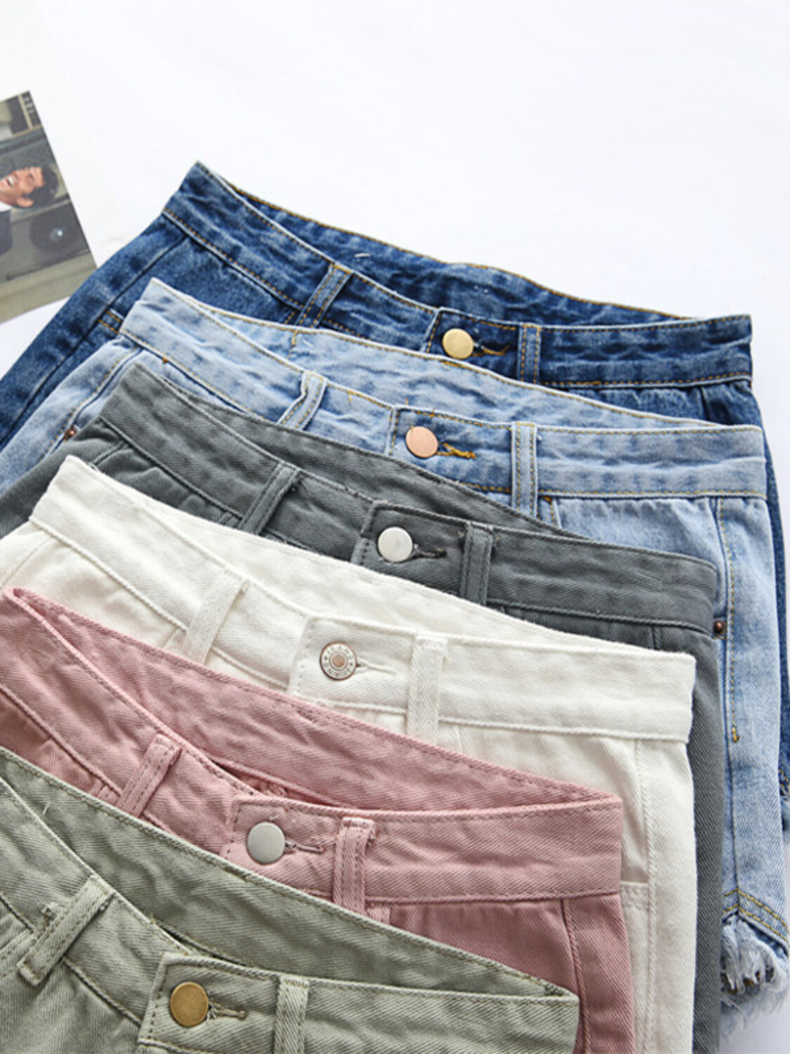 Women's High Waist Denim Short - Shorts Denim Frayed บทวิจารณ์และราคา