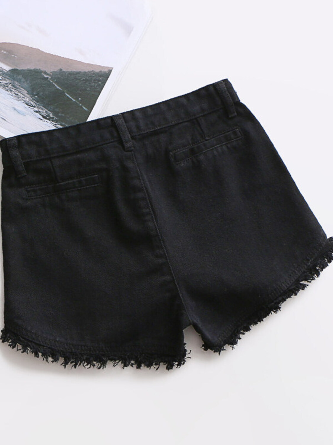 Women's High Waist Denim Short - Shorts Denim Frayed บทวิจารณ์และราคา