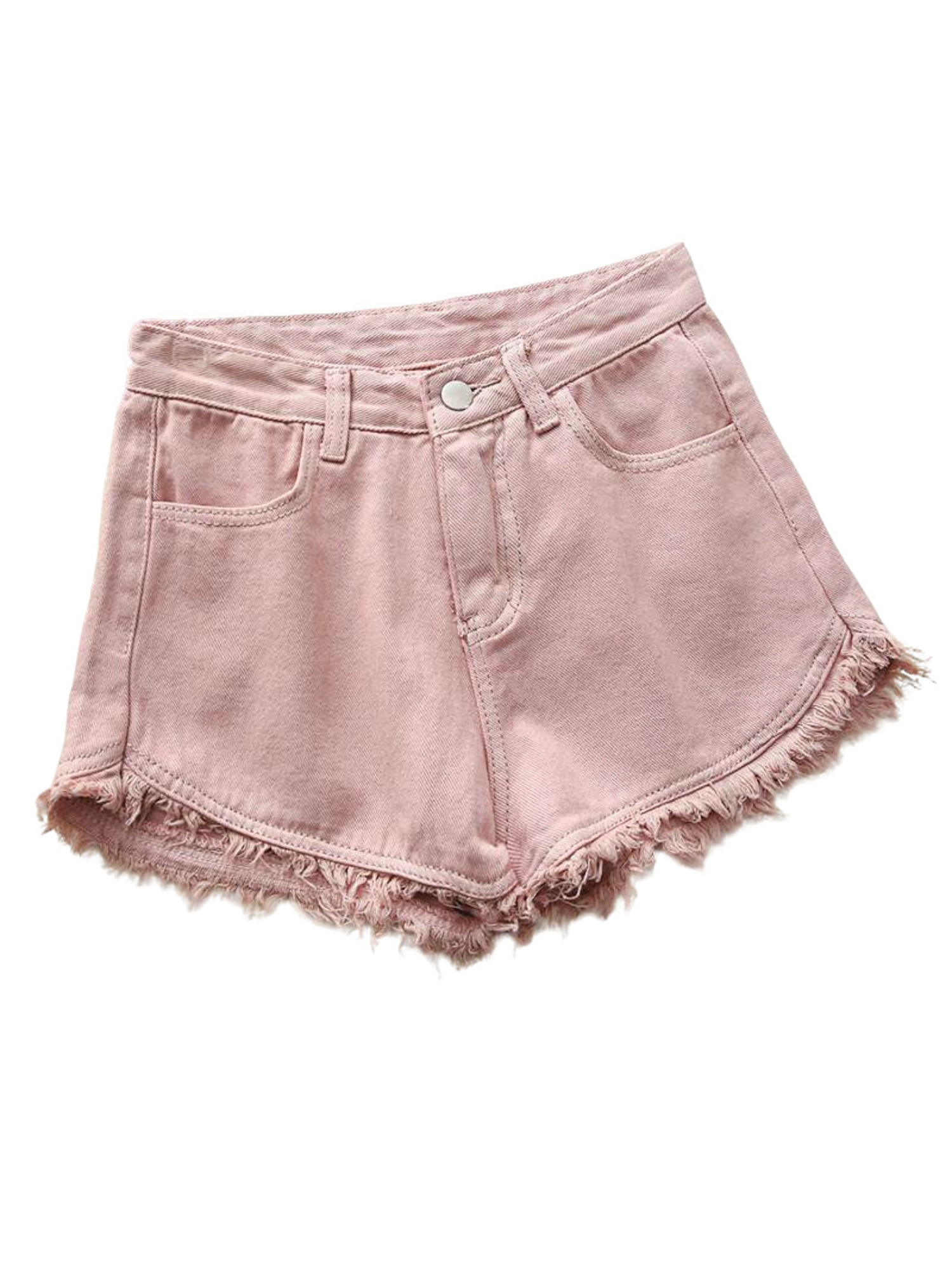 Women's High Waist Denim Short - Shorts Denim Frayed บทวิจารณ์และราคา