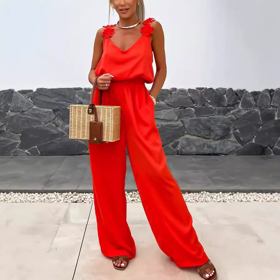 Casual Jumpsuit Strappy Sleeve - Jumpsuit Linen Relaxed บทวิจารณ์และราคา