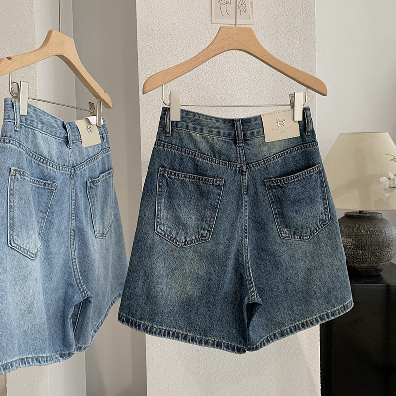 Denim Short Pant Women Jeans V - Shorts Denim Frayed บทวิจารณ์และราคา