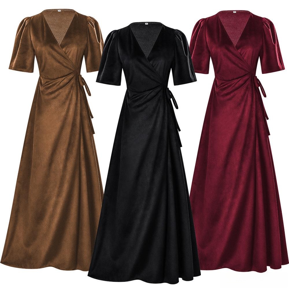 Ladies Long V-Neck Wrap Slim P - Linen Dress Wrap บทวิจารณ์และราคา