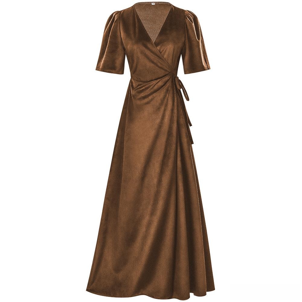 Ladies Long V-Neck Wrap Slim P - Linen Dress Wrap บทวิจารณ์และราคา