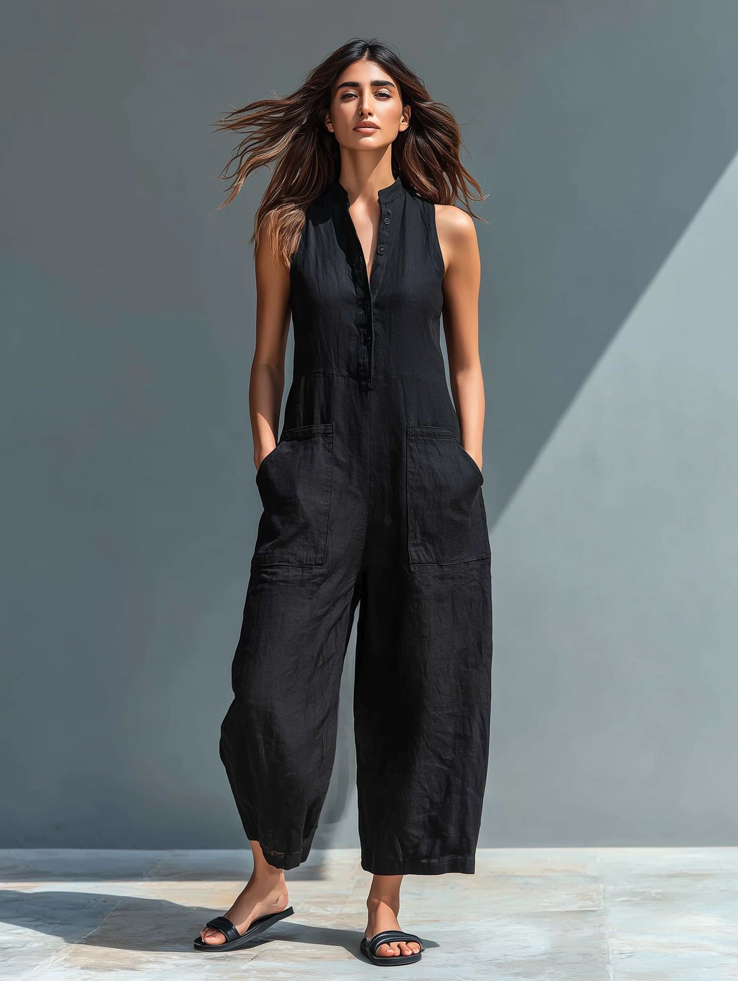 Summer Women's Clothing Sleeve - Jumpsuit Linen Relaxed บทวิจารณ์และราคา