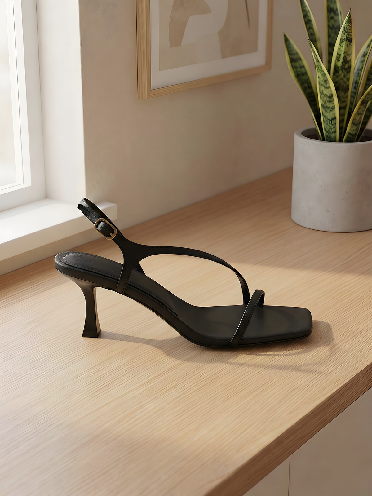 Elegant Genuine Leather Strapp - Sandal Strappy Heeled บทวิจารณ์และราคา