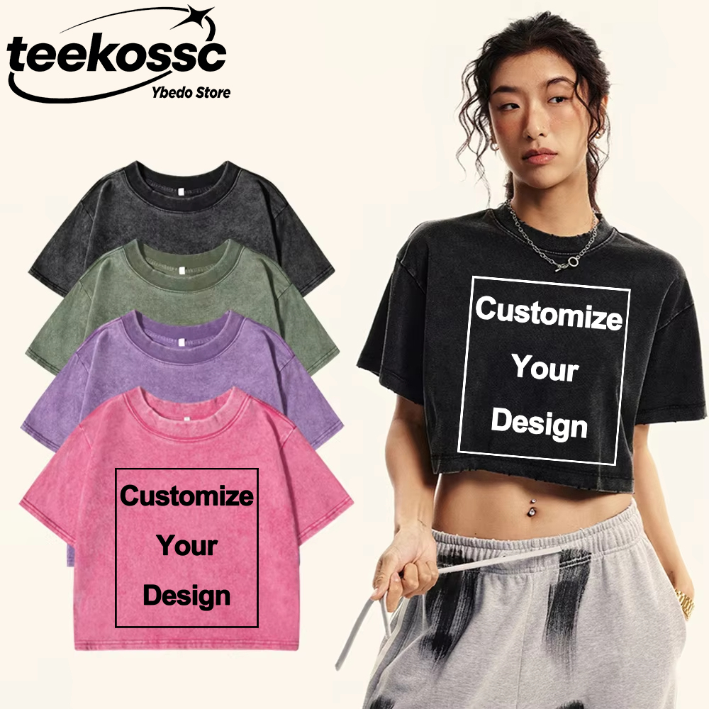 Y2k Custom Solid Washed T-Shir - Crop Top Crochet บทวิจารณ์และราคา