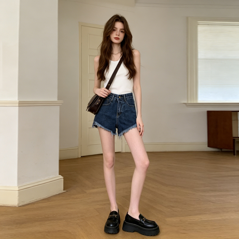 Denim Shorts Women Jeans Vinta - Shorts Denim Frayed บทวิจารณ์และราคา