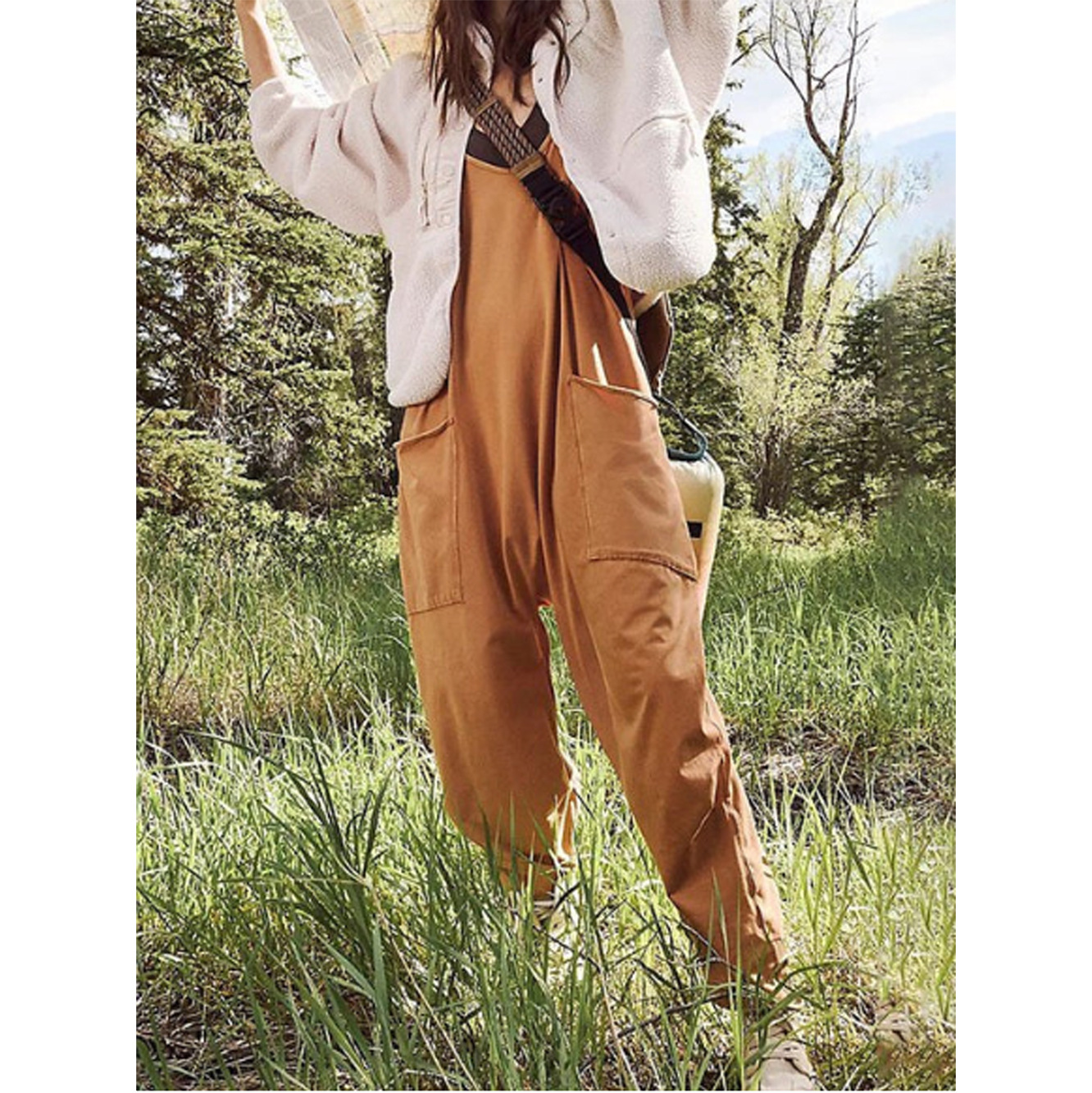 Loose Summer Jumpsuit Casual   - Jumpsuit Linen Relaxed บทวิจารณ์และราคา